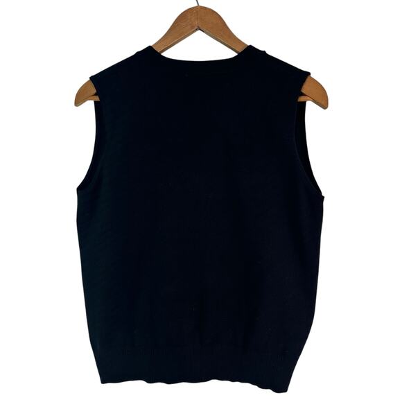 Sioni Button Front Sweater Vest Black Felted Flowers Daisys Size Med Stretchy - Picture 3 of 11